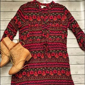 NEW Francesca’s Red-Multicolor Dress